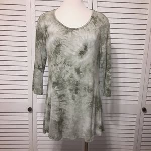 Tie Dye Hunter Green & White Mini Dress